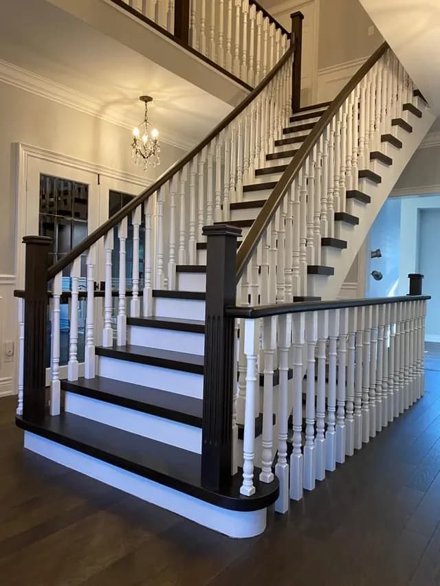 Staircase with glass balustrade